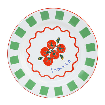 Tomato Green Enamel Plate - 25cm