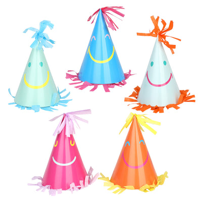 Happy Face Party Hats - 5 Pack