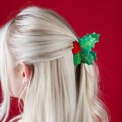 Holly Claw Christmas Hair Clip