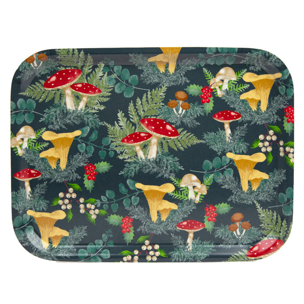 Woodland Forest Mushrom Green Wooden Tray