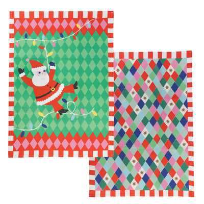 Santa Christmas Tea Towel - 2 Pack