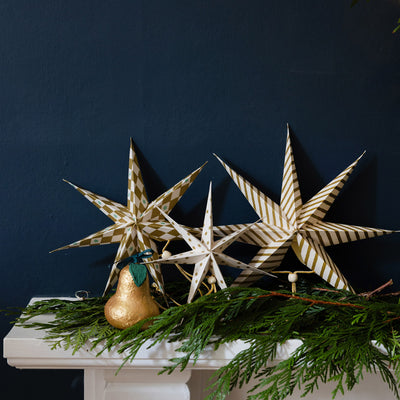 Gilded Paper Stars Decorations - 3 Pack