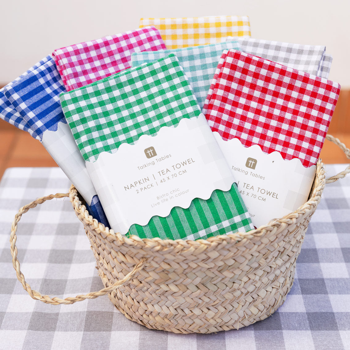 Raspberry Pink & White Gingham Tea Towels/Napkins – Talking Tables UK ...