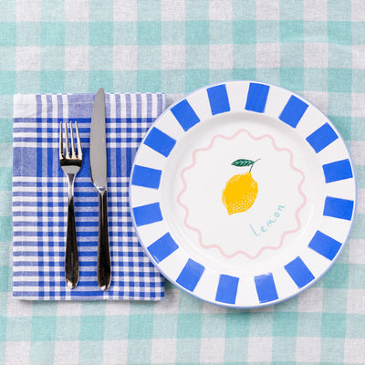 Blue & White Fabric Gingham Napkins/Tea Towels - 4 Pack