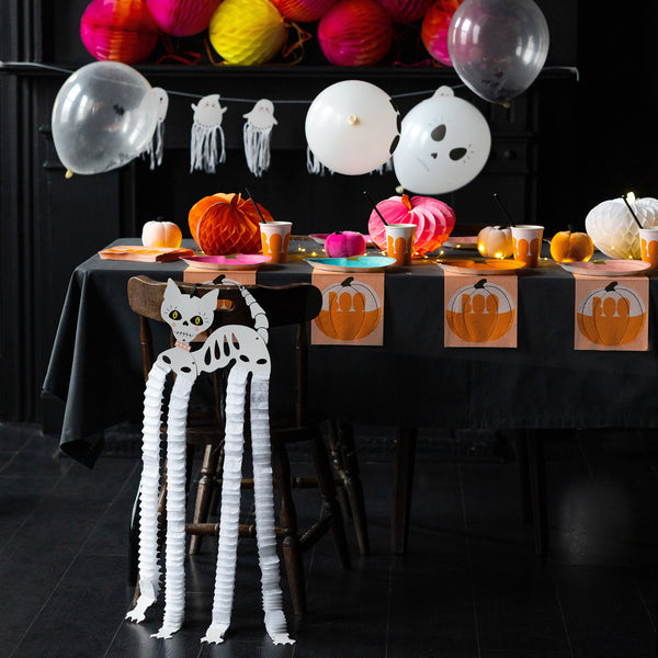 Halloween Skeleton Cat & Dog Paper Hanging Decorations - 2 Pack