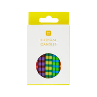 Birthday Striped Mulit-Coloured Candles - 24 Pack