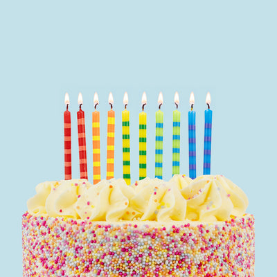 Birthday Striped Multi-Coloured Candles - 24 Pack