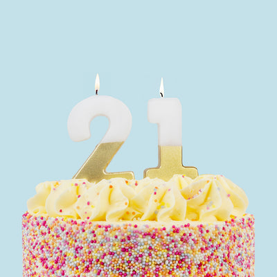 White & Gold Birthday Number Candle - 21