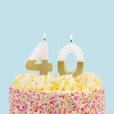 White & Gold Birthday Number Candle - 40