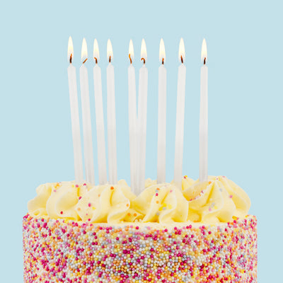 White & Silver Ombre Birthday Candles, 10cm - 16 Pack