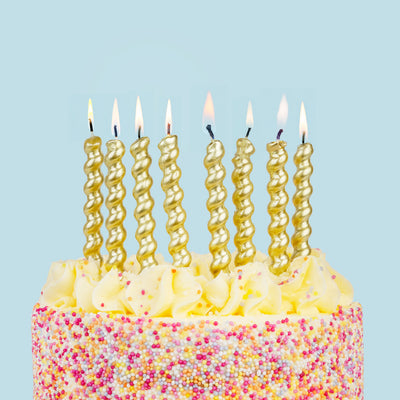 Gold Twirl Birthday Candles - 8 Pack