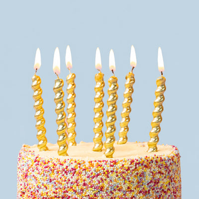 Gold Twirl Birthday Candles - 8 Pack