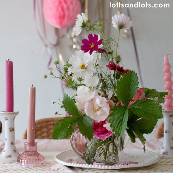 Geometric Small Pink Glass Candle Holder