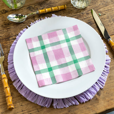 Lilac & Green Gingham Paper Napkins - 20 Pack