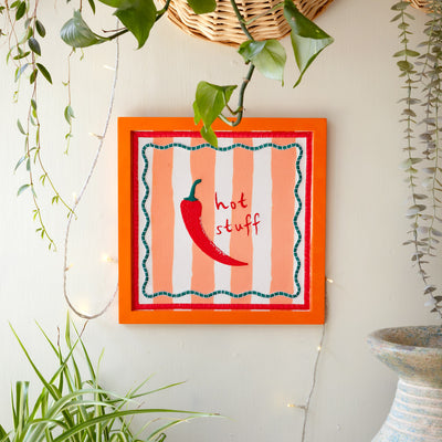 "Hot Stuff" Chilli Fabric Framed Sign