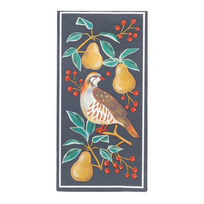 Partridge & Pear Long Lunch Paper Napkins - 16 Pack