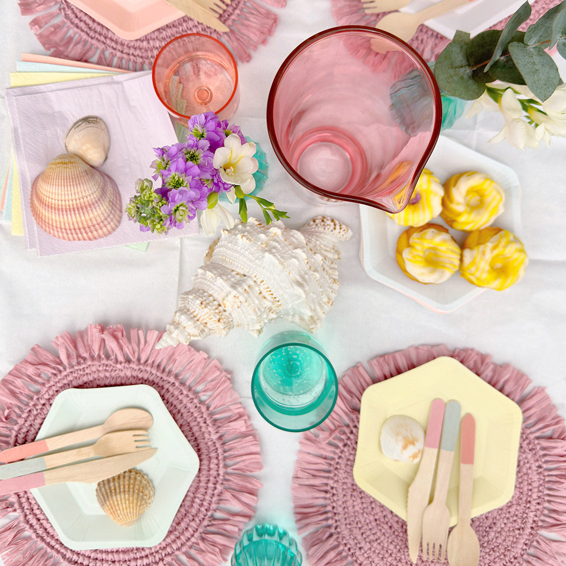 Pink Raffia Placemats - 2 Pack - Talking Tables UK