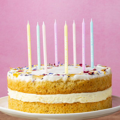 Pastel 'Happy Birthday' Printed Candles - 24 Pack