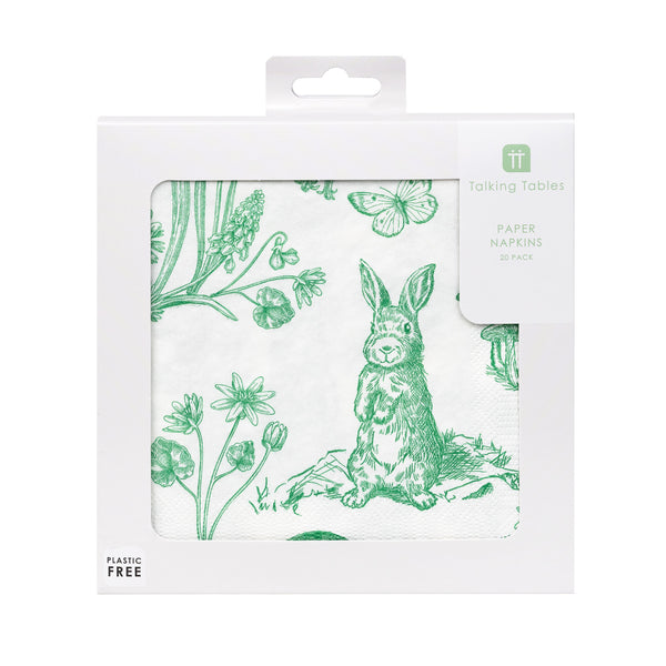 Toile de Jouy Green Paper Napkins - 20 Pack