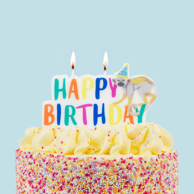 Party Safari Monkey Happy Birthday Candle