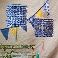 Moroccan Souk Blue and Yellow Upcycled Fabric Bunting - 3m