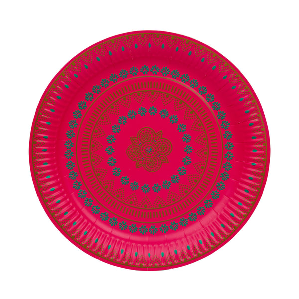 Diwali Orange & Pink Paper Plates - 12 Pack