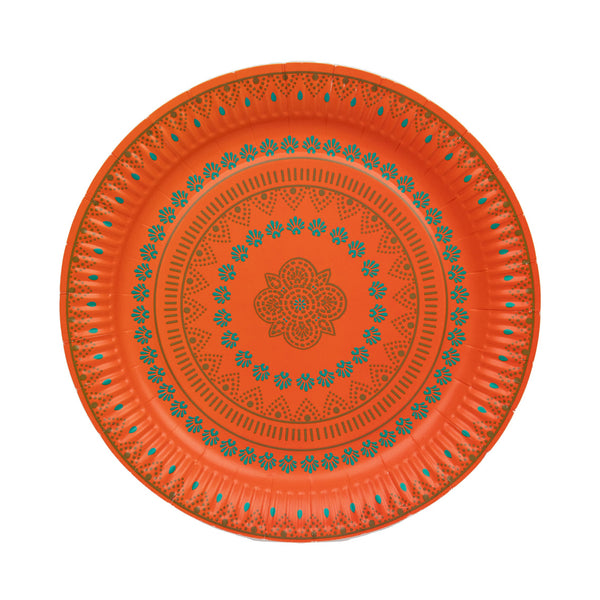 Diwali Orange & Pink Paper Plates - 12 Pack