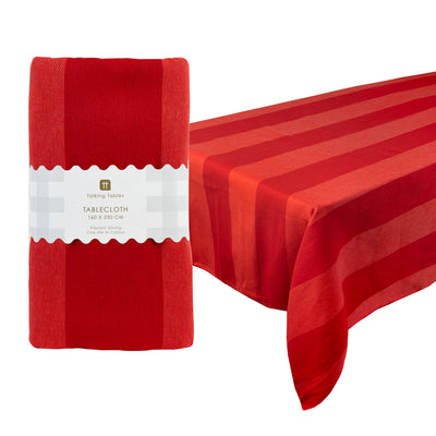 Red Stripe Cotton XL Tablecloth - 160cm x 250cm