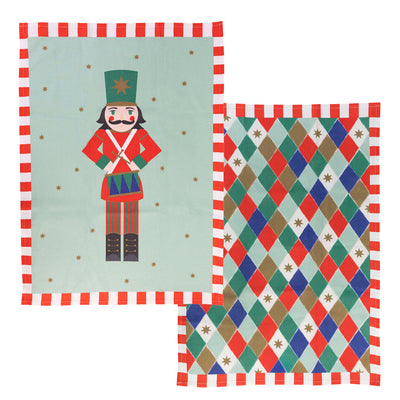 Nutcracker Harlequin Christmas Tea Towel