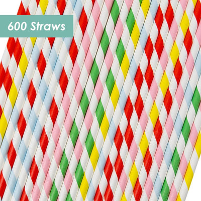 Table Fun Bulk Pack of 600 Colourful Paper Straws