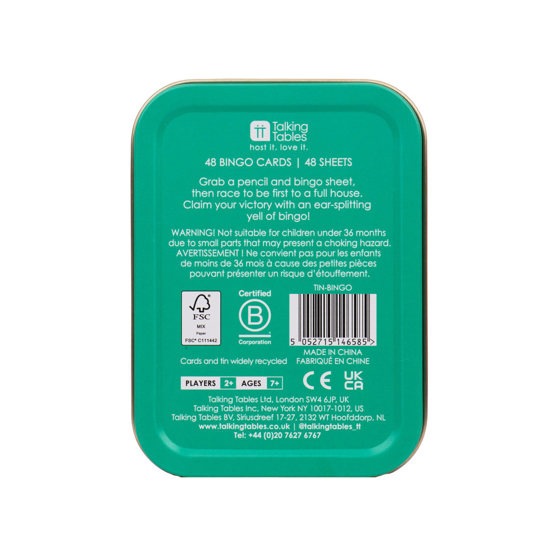 Mini Bingo in a Tin – Talking Tables UK Public