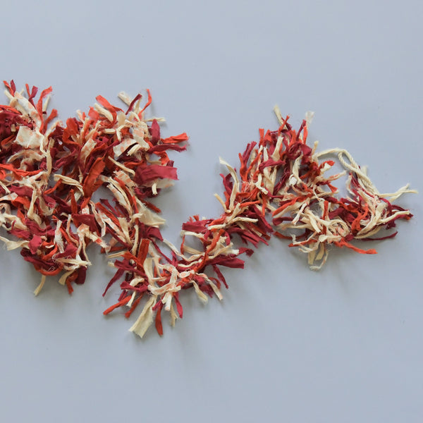 Red & White Upcycled Cotton Fabric Tinsel - 3m