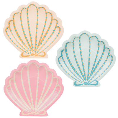 Shell Shaped Paper Plates - 12 Pack