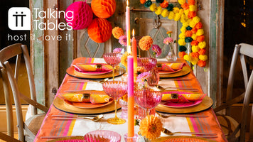 Diwali Orange, Pink & Yellow Paper Table Cover