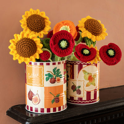 Handmade Orange Poppy Crochet Sprigs Bundle - 18cm