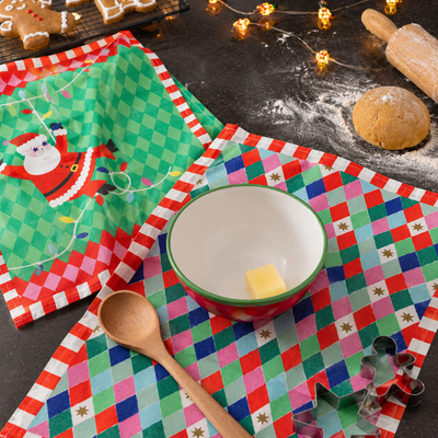 Santa Christmas Tea Towel - 2 Pack