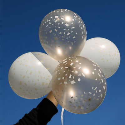 White and Gold Confetti Balloons - Talking Tables UK Public