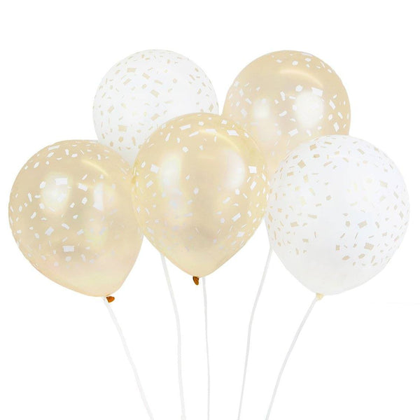 White and Gold Confetti Balloons - Talking Tables UK Public