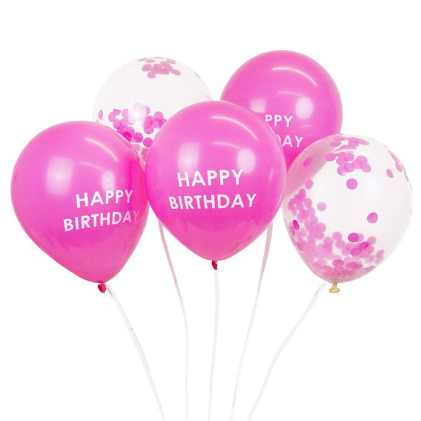 Pink Happy Birthday Confetti Balloons - Talking Tables UK Public