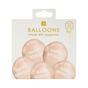 Rose Gold Happy Birthday Balloons - Talking Tables UK Public