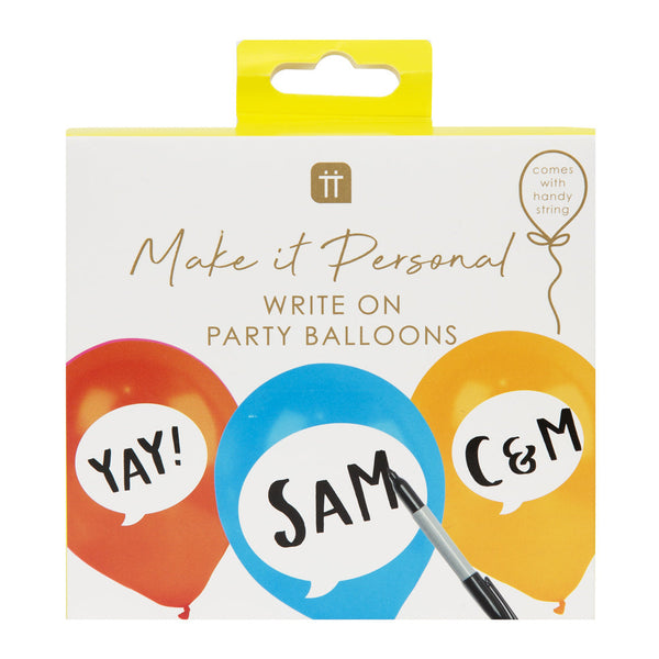 Write On Birthday Balloons - 12 Pack