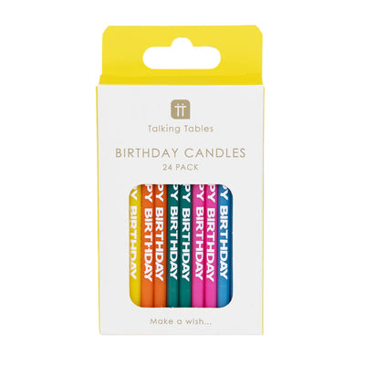 Multi-Coloured Happy Birthday Candles - 24 Pack