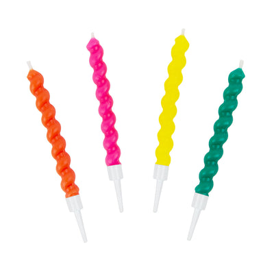 Colourful Bright Birthday Twirl Candles - 8 Pack