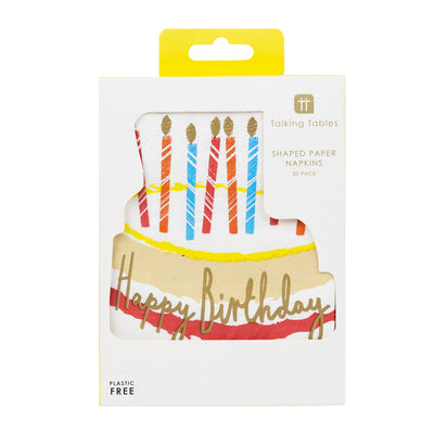 Birthday Cake Shaped Paper Napkins - 20 Pack