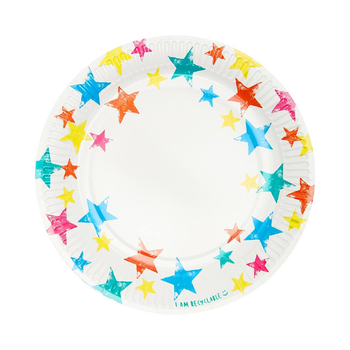 Colourful Rainbow Star Paper Plates Pack Of 12 Talking Tables UK colourful-rainbow-star-paper-plates-pack-of-12-talking-tables-uk
