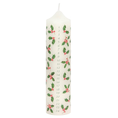 Christmas Holly Pillar Advent Candle