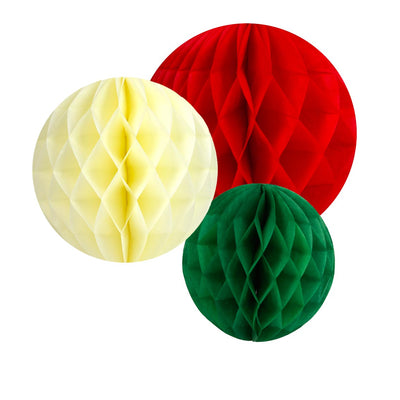 Christmas Paper Honeycomb Decorations - 3 Pack