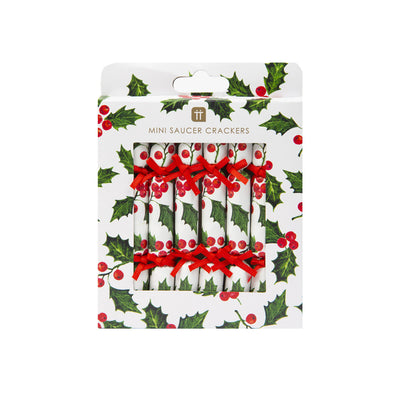 Mini Holly Christmas Crackers - 8 Pack