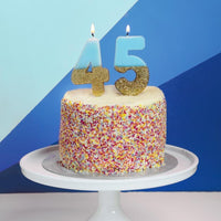 We Heart Birthday Glitter Number Candle Blue 4