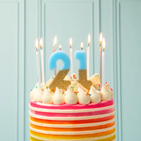 We Heart Birthday Glitter Number Candle Blue 1
